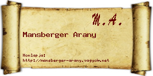 Mansberger Arany névjegykártya